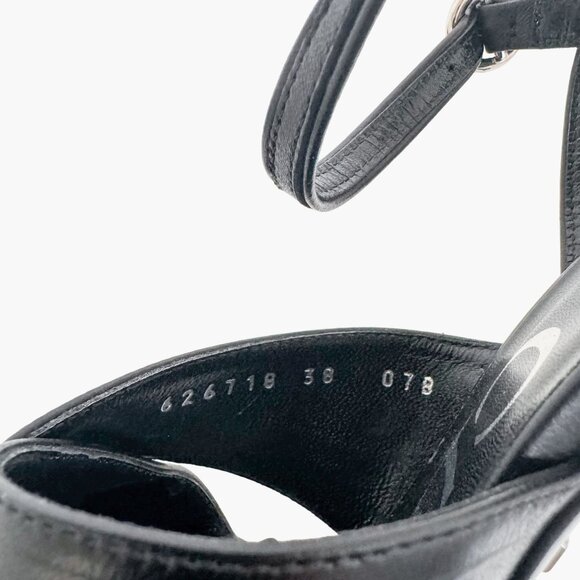 Gucci Betsey 105 Criss-Cross Strap Sandals EU 38 US 8 Black Leather High Heel - Picture 10 of 16